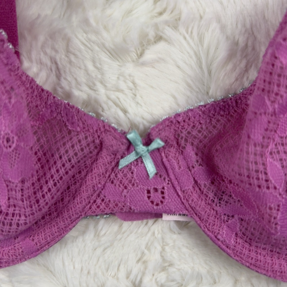 Victoria's Secret Tease Unlined Lace Demi Bra Hot Pink Underwire Size 36D NWT - Picture 5 of 9